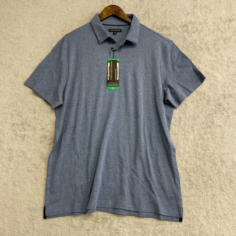 Banana Republic Men's XL Luxe Touch Performance Polo Shirt Blue N0720